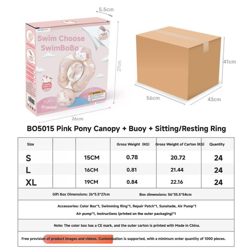 Baby Swimming Circle Pink Pony Style