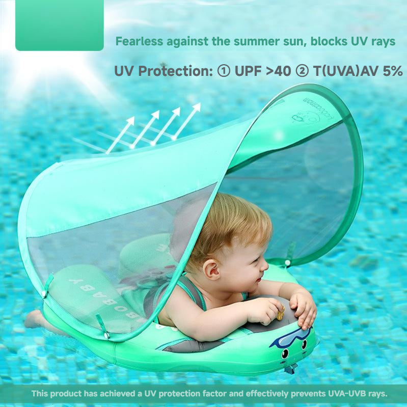 Infant free inflatable lying ring with awning swimming ring home swimming pool