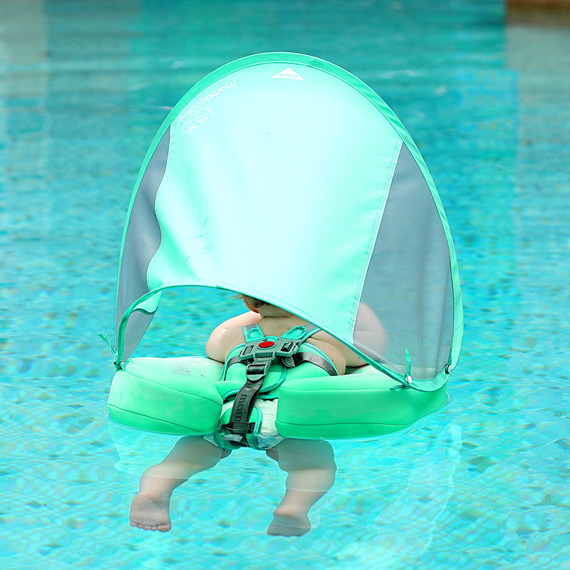 Infant free inflatable lying ring with awning swimming ring home swimming pool