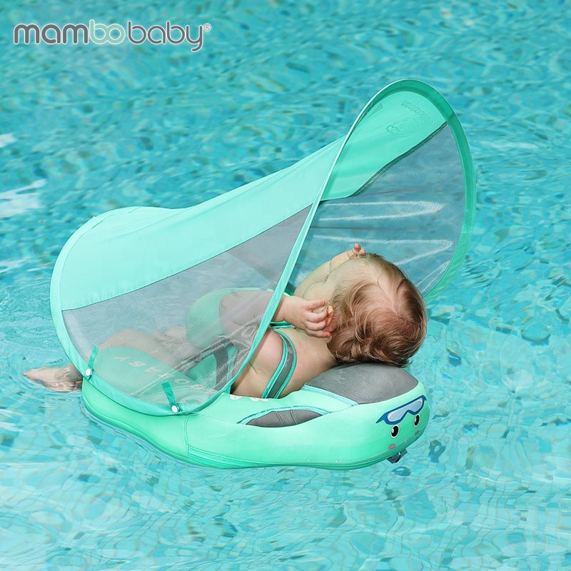 Infant free inflatable lying ring with awning swimming ring home swimming pool