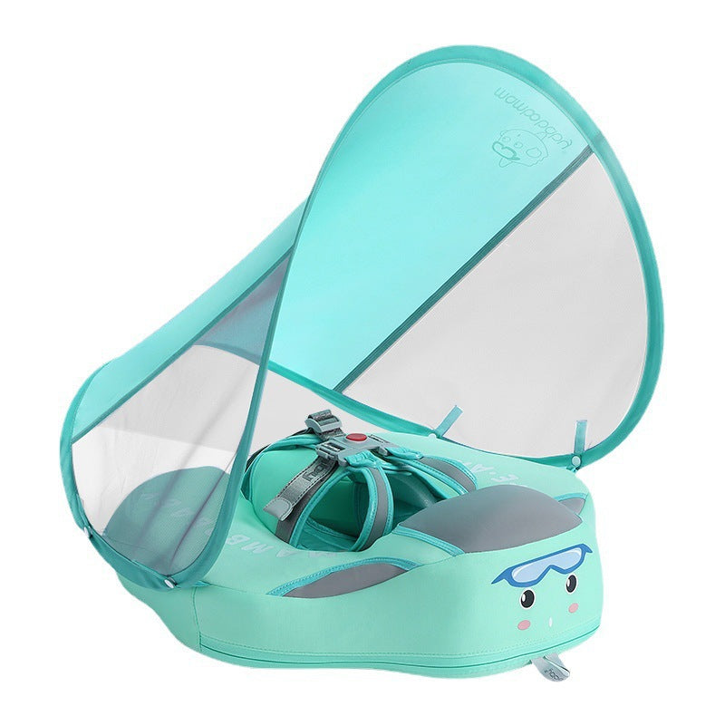 Infant free inflatable lying ring with awning swimming ring home swimming pool