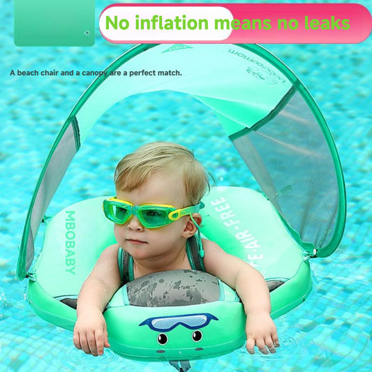 Infant free inflatable lying ring with awning swimming ring home swimming pool