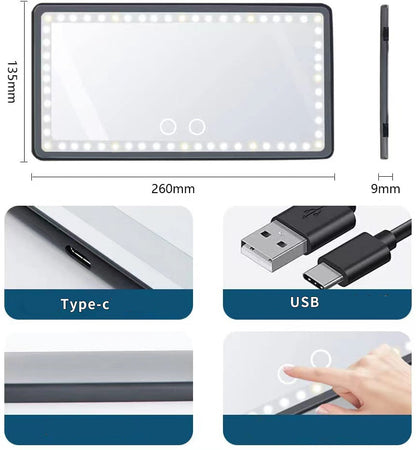 Rectangular light panel with dimensions and connectivity details on a white background
