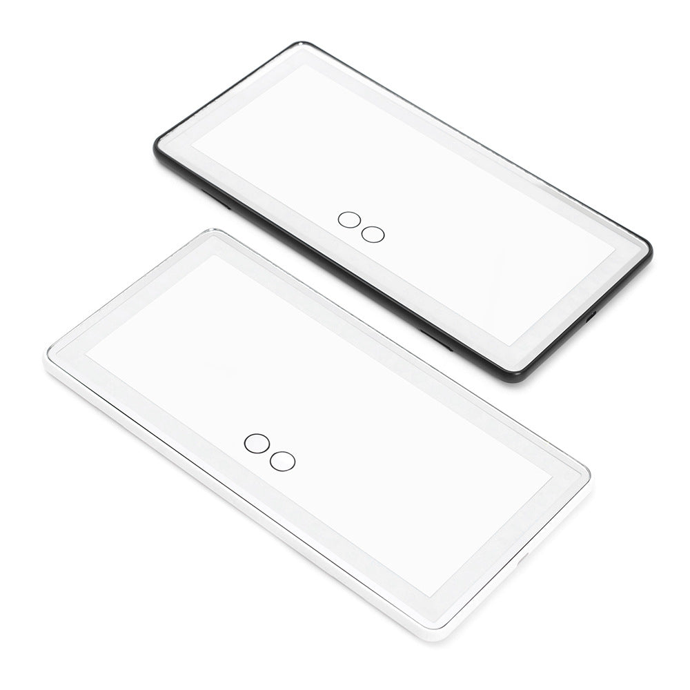 Two Car LED Vanity Mirrors with black edges on a white background