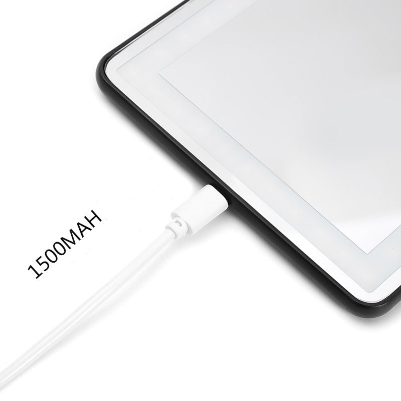 Car LED Vanity Mirror with a charging cable on a white background.