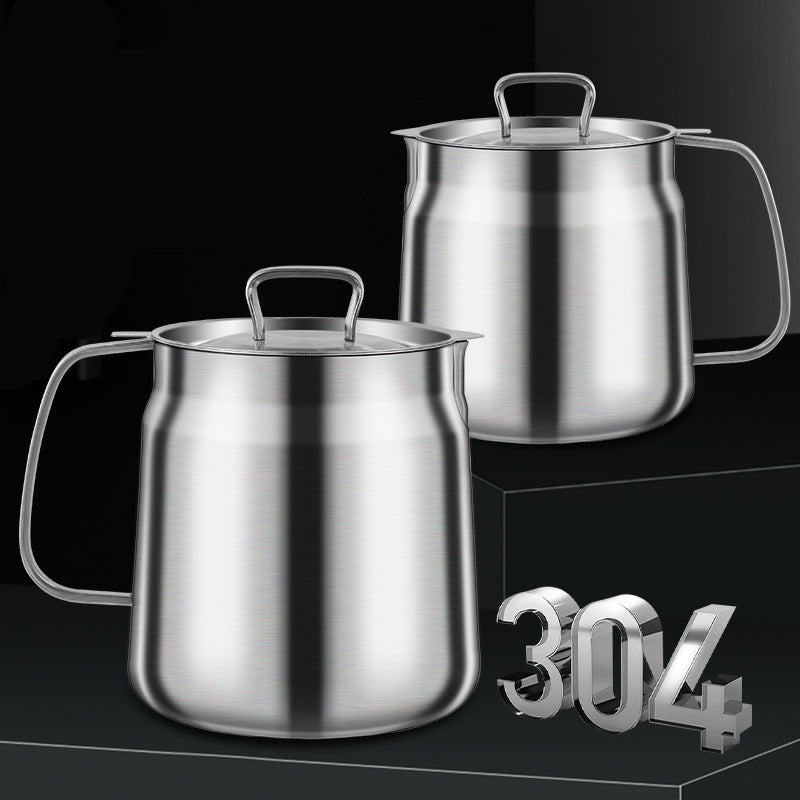 Two stainless steel pots with lids on a black background, featuring the number 304.