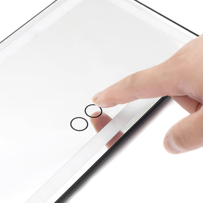 Hand interacting with a touchscreen device on a white background