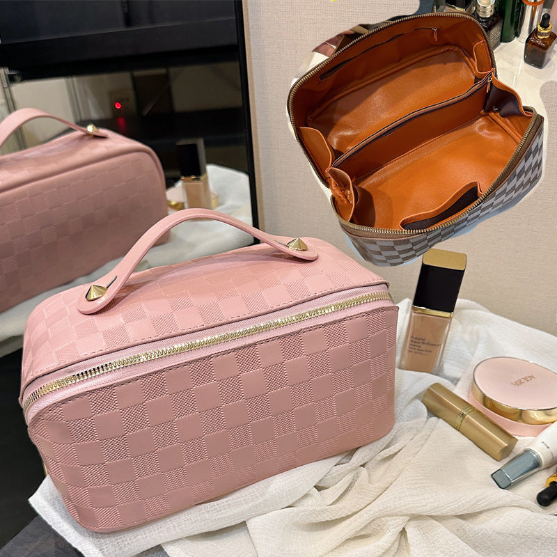 Cosmetic bag PU bag Clutch bag Pillow cosmetic bag Portable cosmetic storage bag Travel bag Large capacity storage bag